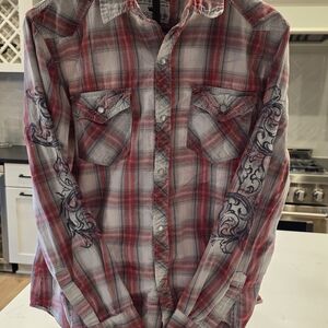 POP ICON CLOTHING Red and Black Plaid Button-Down Shirt